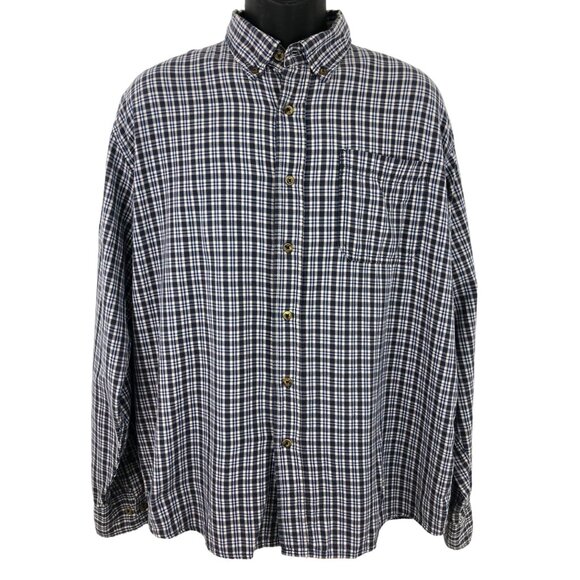 Wrangler Men's Size Large Blue/White Plaid Long Sleeve Button Up Flannel Shirt - Picture 1 of 5